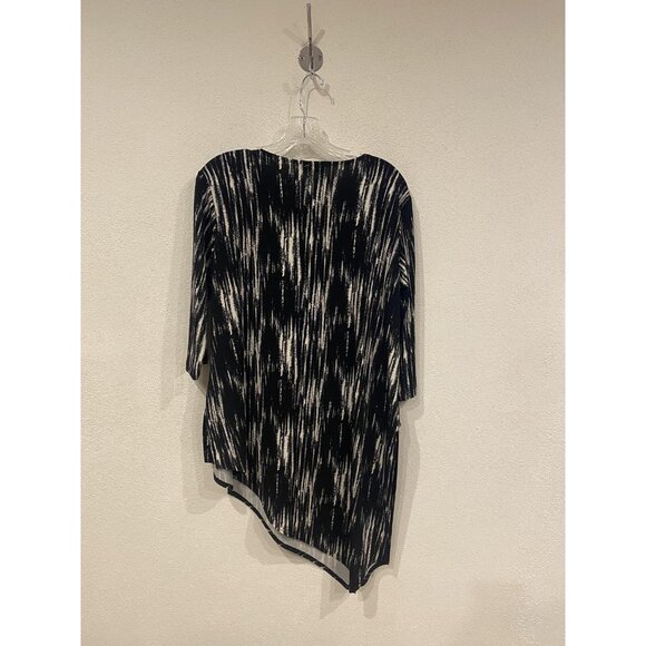 Sympli Shirt Womens Large Black White Asymmetrical Hem Tunic 3/4 Sleeve Abstract - Picture 4 of 4